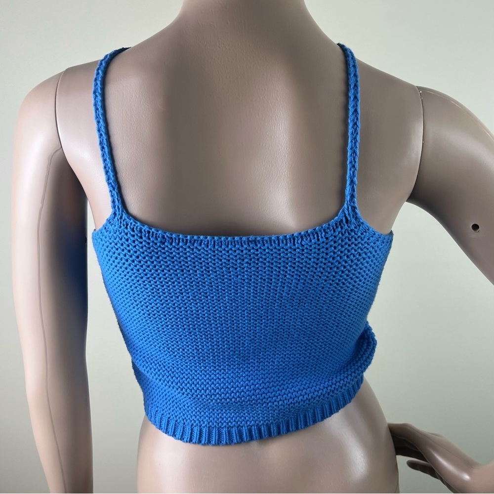 NEW BARDOT BLUE KNIT CROP TOP - Picture 5 of 5